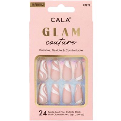 Cala Glam Couture U&ntilde;as Postizas Coffin Medias 24 Pcs Swirls