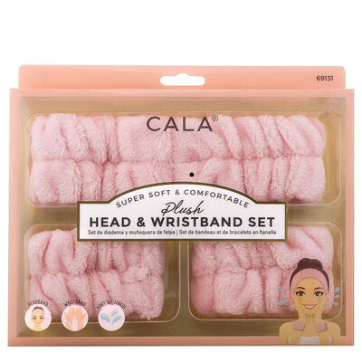 Cala Set De Cinta Para La Cabeza Y Mu&ntilde;equeras De Felpa Durazno