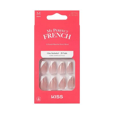 Kiss U&ntilde;as Postizas Acr&iacute;licas French Color Flame Set 28