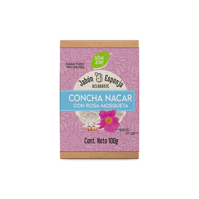 Shanaturals Jab&oacute;n Esponja Aclarante Concha N&aacute;car Rosa Mosqueta 100 Grs