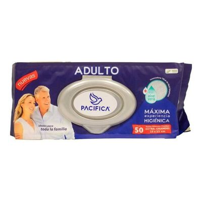 Pacifica Toallas H&uacute;medas Corporales Adulto 50pz Aloe Vera
