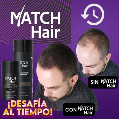 Match Hair Fibra Capilar Gris 14g  2pc Disimula Calvicie