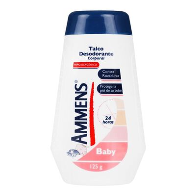 Ammens Talco Baby 125g F&oacute;rmula Suave Hipoalerg&eacute;nica