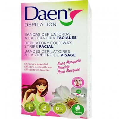 Daen Tiras Faciales Depilatorias16 Bandas Con Rosa Mosqueta