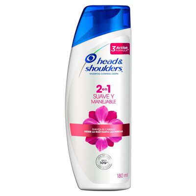 Head & Shoulders Shampoo 2 En 1 Suave Y Manejable 180ml